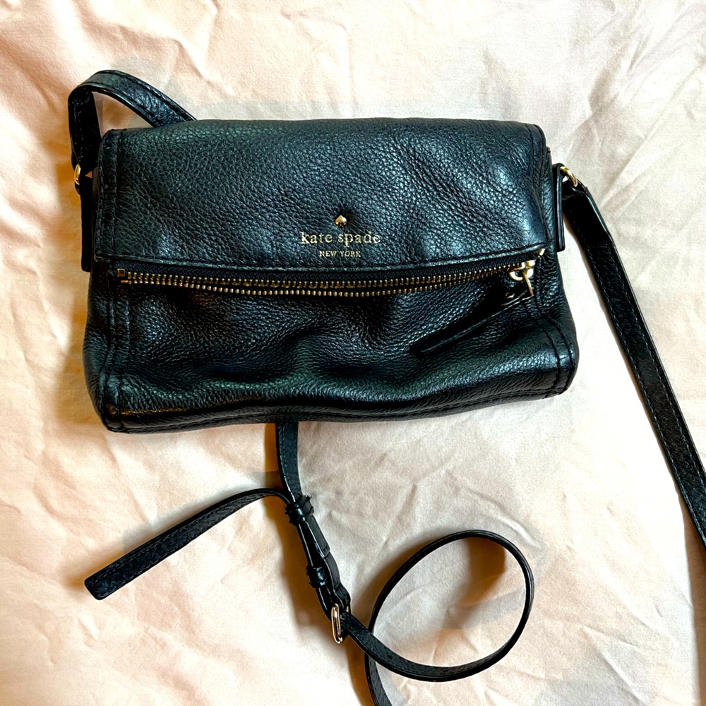 Kate Spade New York black leather crossbody bag